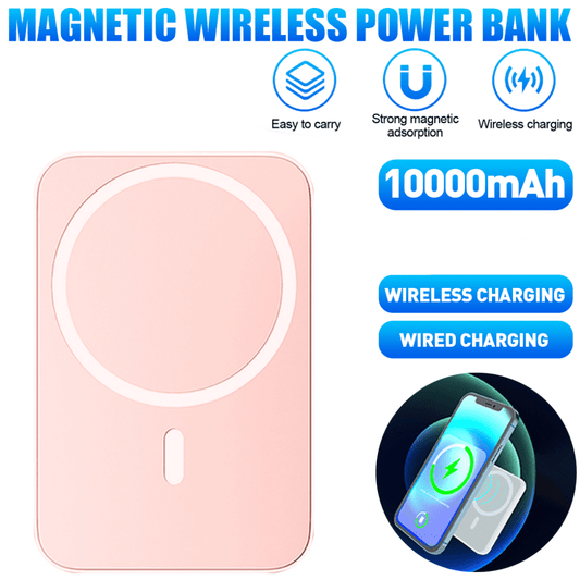 Wireless Portable Charger,Kepeak 10000mAh Magnetic Power Bank,Magnetic Power Bank Wireless Charger,Safe Battery Pack for iPhone 13/12/Pro/Pro Max,Pink