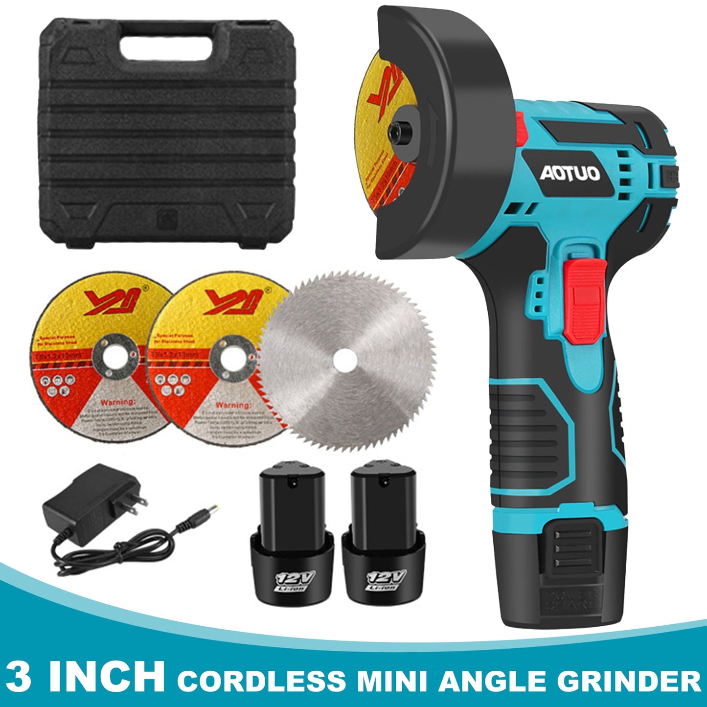 Cordless Grinder,Kepeak Brushless Angle Grinder Kit w/ 2x 4500mAh Batteries & 3 Pcs Disc,12V 13000RPM Mini Angle Grinder for Metal Cutting,Grinding