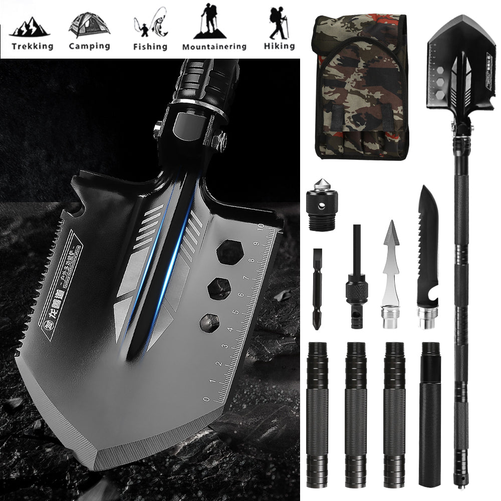 ZENG Camping Folding Shovel, Survival Shovel Folding Multitool, Military Shovel Tactical Shovel Portable Foldable Survival Tool