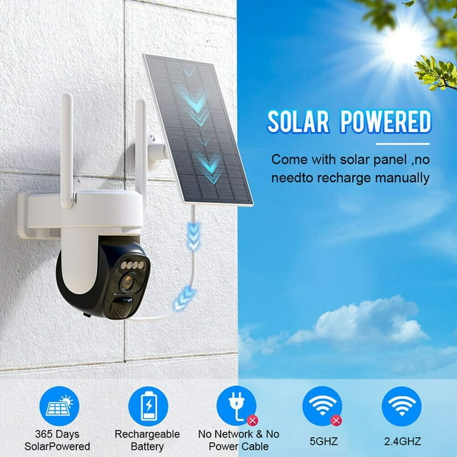 Kepeak Wireless Solar Security Camera Outdoor,2K Outdoor Surveillance Camera with Rechargeable Battery