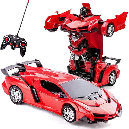 Remote Control Car, RC Transformer Cars Toy for Kids, 360¡« Rotating Deformation with LED Light,Red