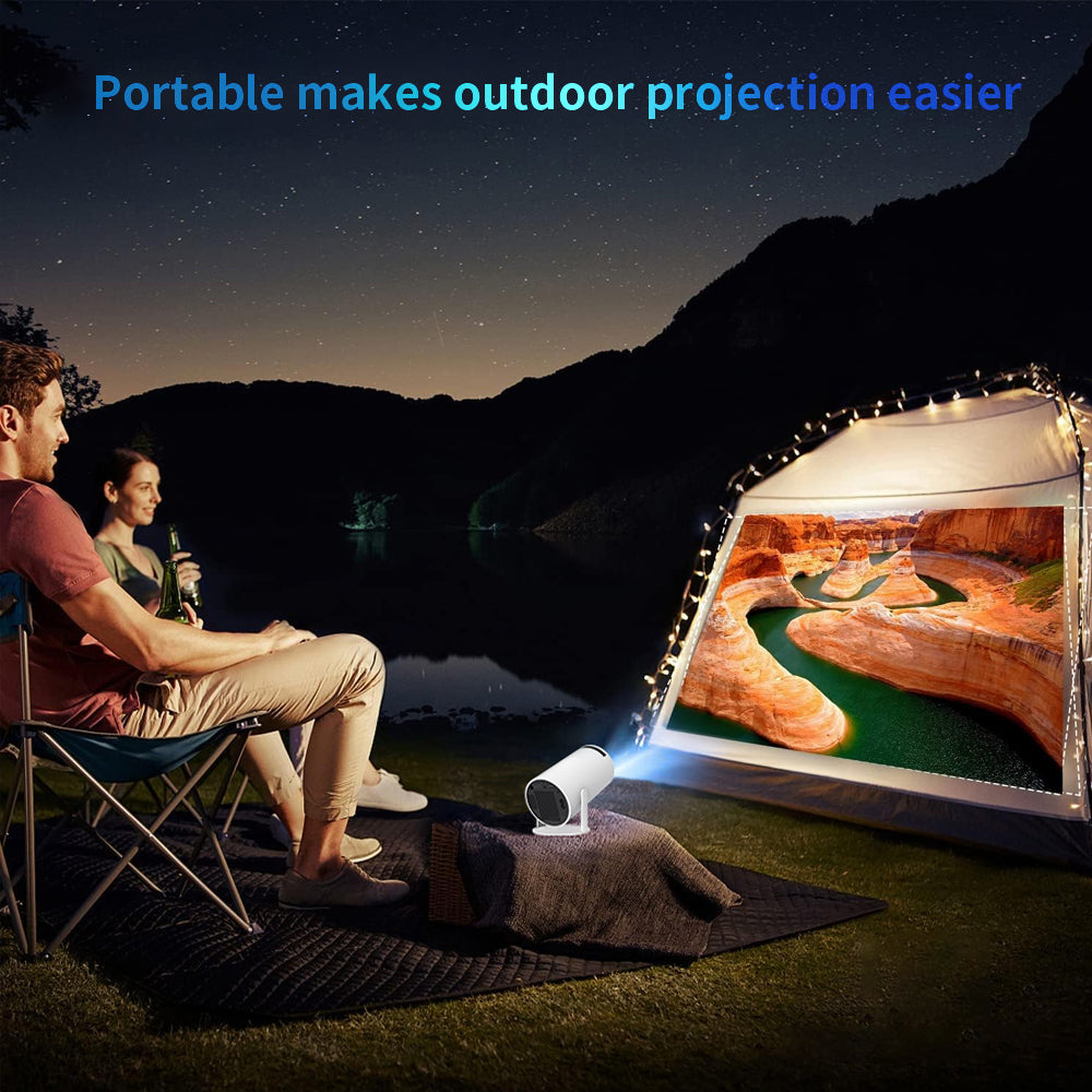 Mini Projector Upgraded, Auto Keystone Correction Portable Projector Android 11.0, 4K/ 200 ANSI Smart Projector Dual Band Wi-Fi6+BT5.0, 130 Inch Screen, 180 Degree Flip, Round Design, Home Video Projector Audio