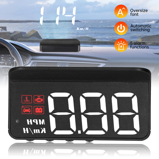 Car HUD Projector,KEPEAK LCD Dashboard HUD Projector Windshield OBD2 with Speed, Mileage, Overspeed Alarm, Adaptive Light Sensing, Water Temperature Alarm, Voltage