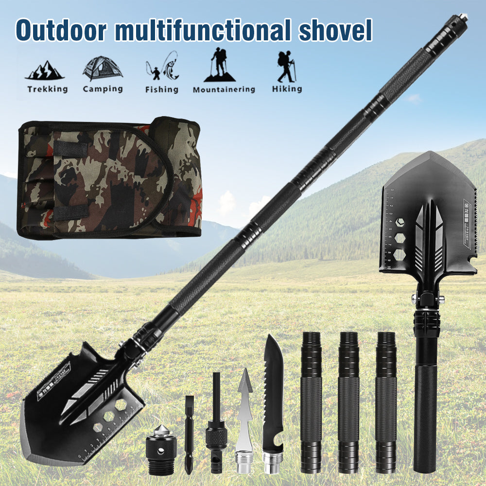 ZENG Camping Folding Shovel, Survival Shovel Folding Multitool, Military Shovel Tactical Shovel Portable Foldable Survival Tool