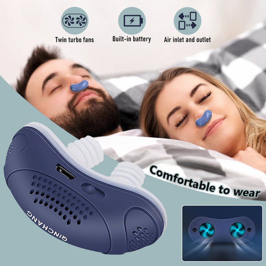 Feoflen Micro Electric Silicone Noise Anti Snoring Device, Sleep Apnea Stop Snore Aid Stopper, Pack of 1/2