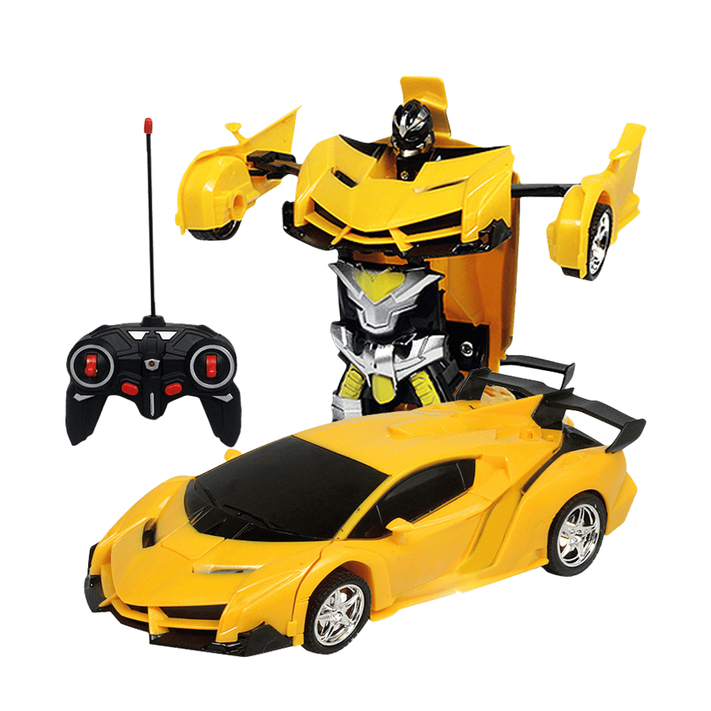 Remote Control Car, RC Transformer Cars Toy for Kids, 360¡« Rotating Deformation with LED Light,Yellow