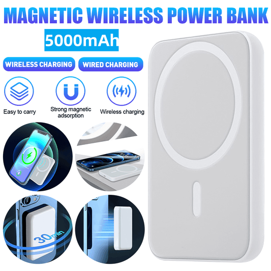 Wireless Portable Charger,Kepeak 5000mAh Magnetic Power Bank,Magnetic Power Bank Wireless Charger,Safe Battery Pack for iPhone 13/12/Pro/Pro Max,White
