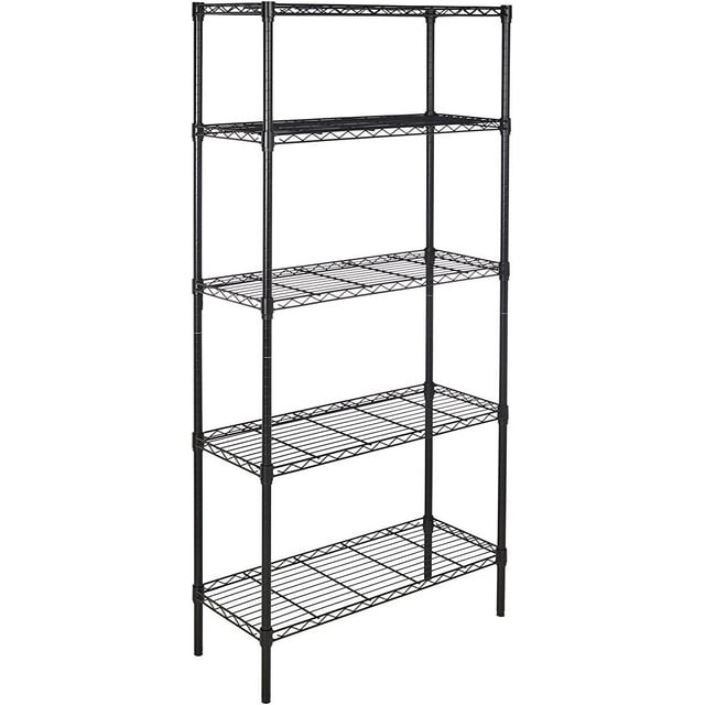 5-Shelf Adjustable, Heavy Duty Storage Shelving Unit (350 lbs loading capacity per shelf), Steel Organizer Wire Rack,Black