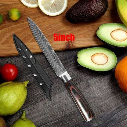 5" Kitchen Knife Japanese Damascus Stainless Steel Pattern Chef Utility Knife, Utility Knife