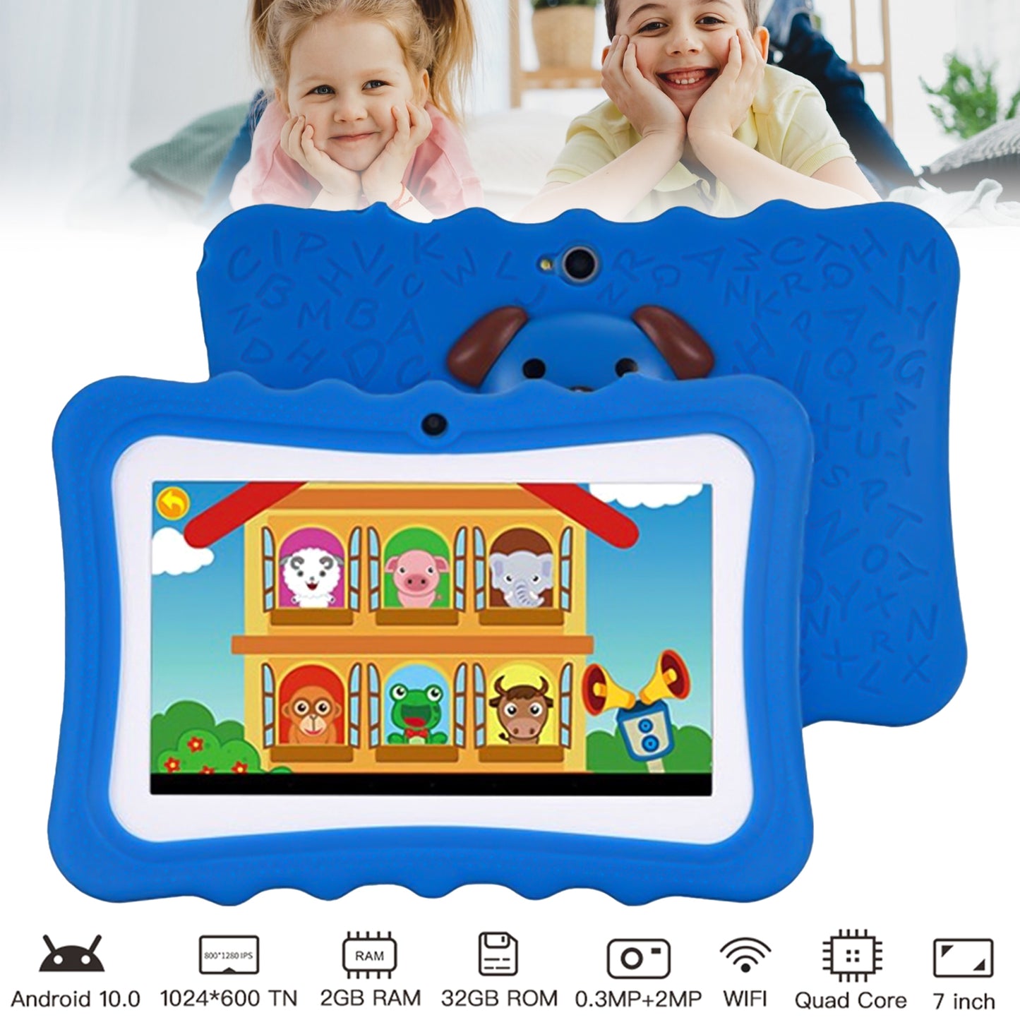 Kepeak 7" Tablets for Kids,1GB ROM+16GB Storage Expandable,Smart Tablets for Children Educational