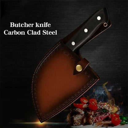 Japan Knives, Serbian Chef Knife Japanese Meat Cleaver Knife for Meat Cutting with Sheath Kitchen Knives for Home, Outdoor Cooking, Camping