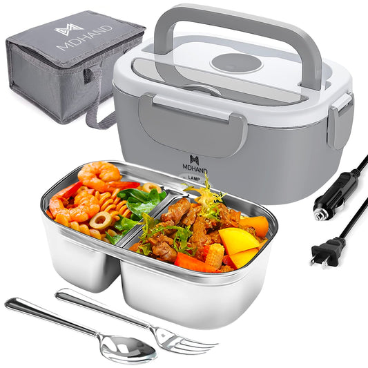 Electric Lunch Box for Work, 65W Food Warmer, Heated Lunch Boxes for Adults Students,Stainless Steel Container, 1.5 L,Gray