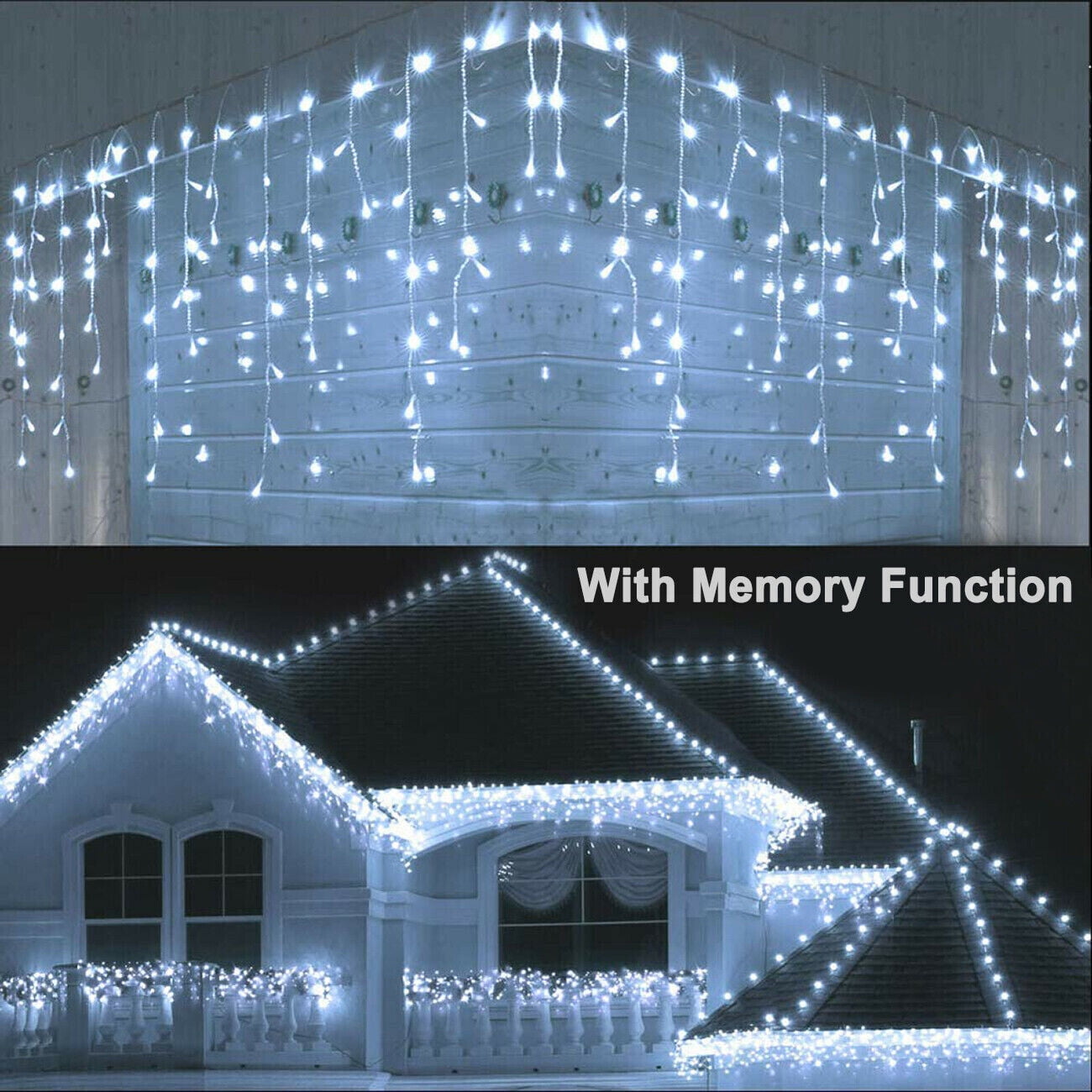 LED Icicle Lights, Curtain Fairy Hanging Lights String 8 Modes 13ft 96 LEDs Christmas for Party Balcony