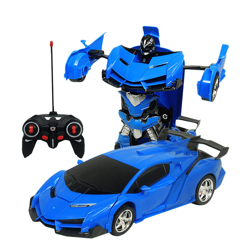 Remote Control Car, RC Transformer Cars Toy for Kids, 360¡« Rotating Deformation with LED Light,Blue