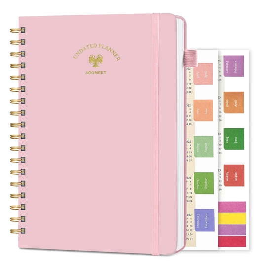 Planner Notebooks,To Do List Notebooks for Work,Undated Daily Weekly Monthly,A5 with Stickers,Spiral Binding,200Pages,7"x10"