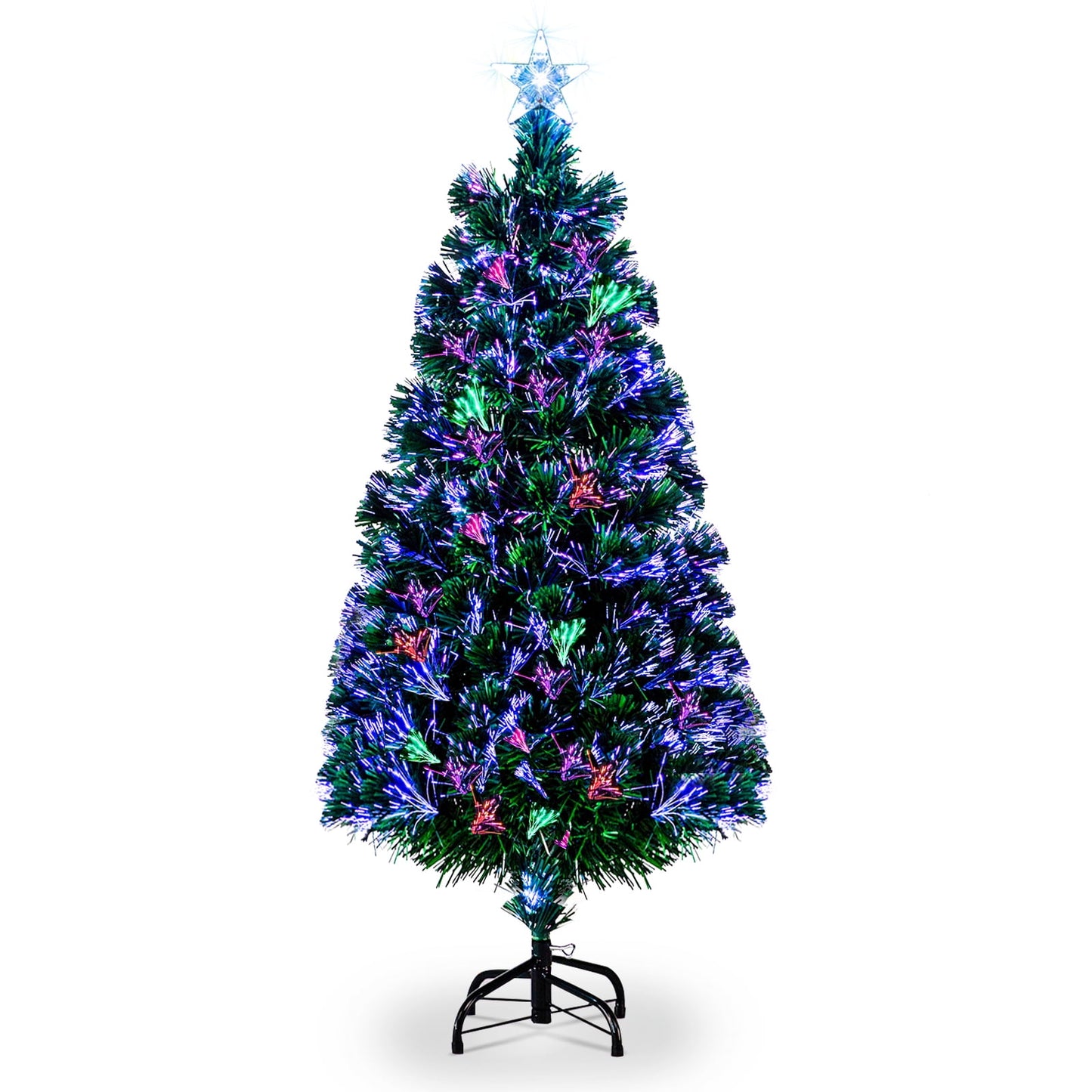 Pre-Lit Fiber Optic Artificial Christmas Tree, with Multicolor Led Lights and Snowflakes (6 FT)