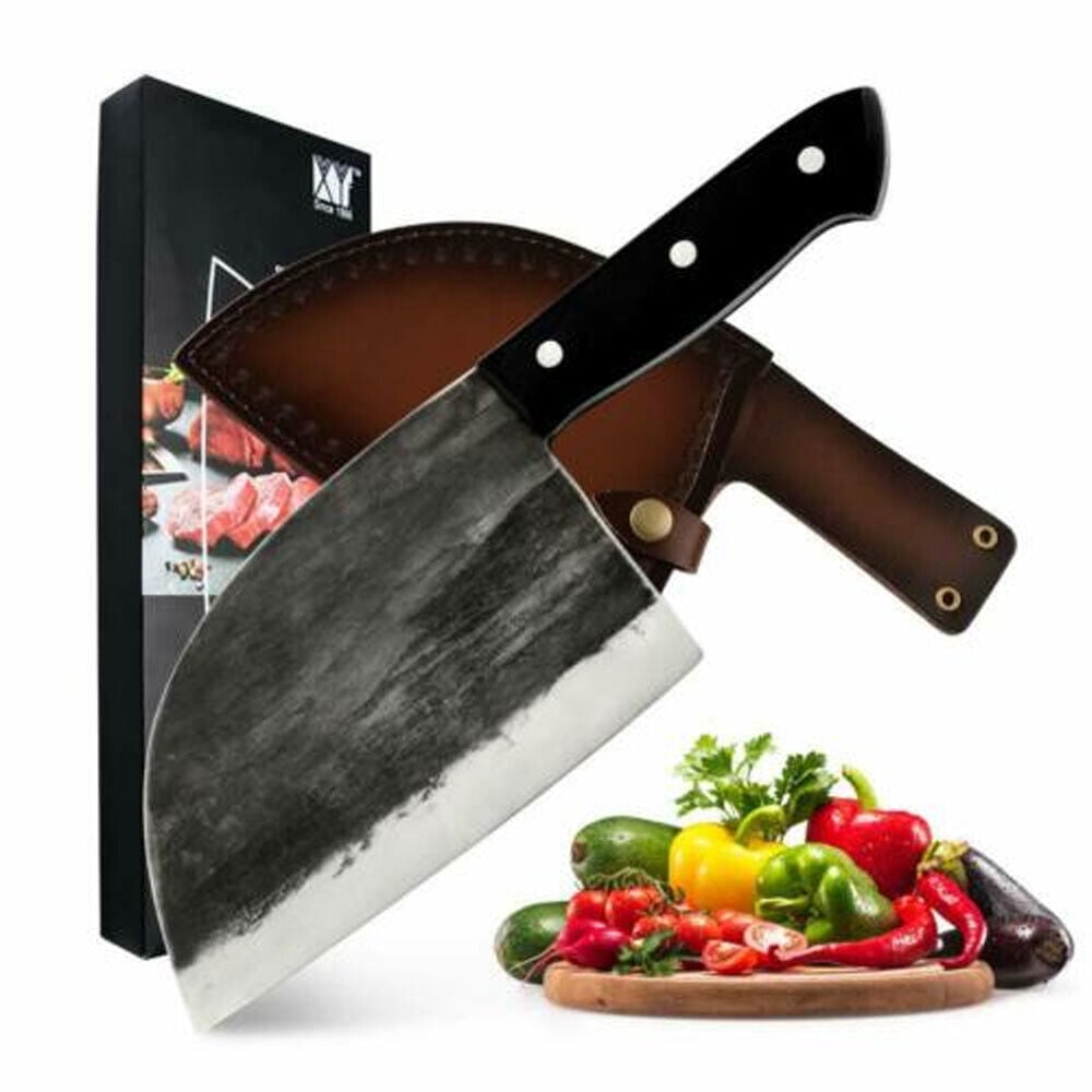 Japan Knives, Serbian Chef Knife Japanese Meat Cleaver Knife for Meat Cutting with Sheath Kitchen Knives for Home, Outdoor Cooking, Camping