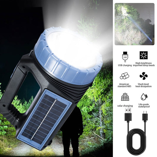 KEPEAK 1500 Lumens Solar Flashlight, Solar Powered Handheld Rechargeable Flashlights with IP65 Waterproof, 2000mAh Battery for Survival Emergencies and Camping