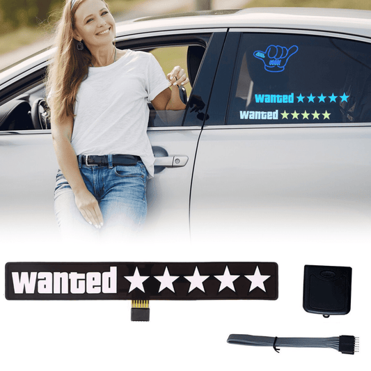 KEPEAK LED Wanted Car Window Sticker Windshield Electric Auto Moto Safe Decals Decoration Sticker,White