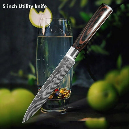 5" Kitchen Knife Japanese Damascus Stainless Steel Pattern Chef Utility Knife, Utility Knife