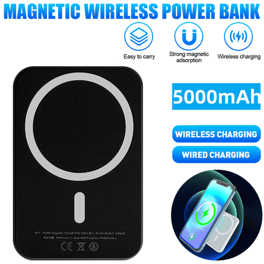 Wireless Portable Charger,Kepeak 5000mAh Magnetic Power Bank,Magnetic Power Bank Wireless Charger,Safe Battery Pack for iPhone 13/12/Pro/Pro Max,Black