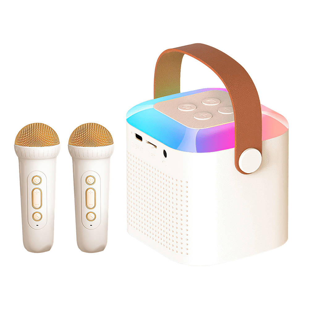 Kepeak Mini Karaoke with 2 Wireless Microphones for Kids, Portable Bluetooth Speaker with LED Lights