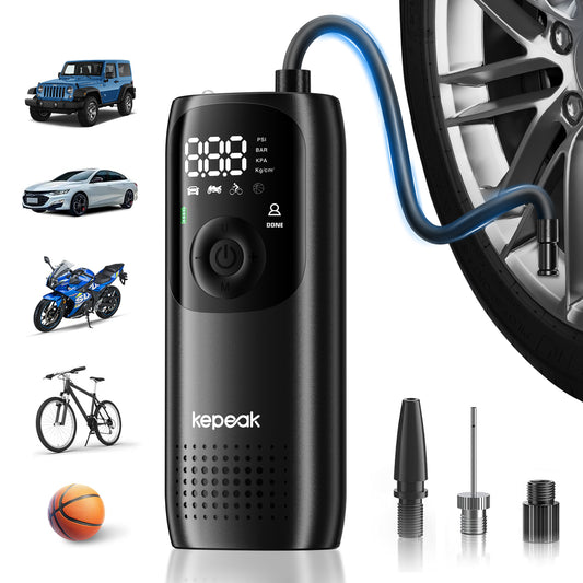 Tire Pump,Tire Inflator Car Tire Inflator with Digital Pressure Gauge, Fast Inflation, Auto Tire Pump for Car Tires, Motorcycles, Bikes or Balls