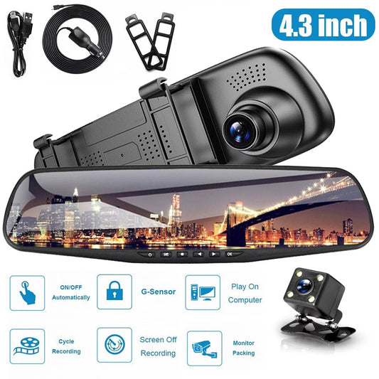 Kepeak Mirror Dash Cam 1080p, Rear View Mirror Camera, Dual Lens Driving Recorder Front and Rear Dashboard