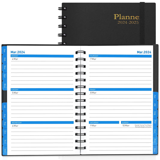 Academic Year 2024-2025 Daily Weekly Monthly Planner,Hardcover Spiral Dated Planner,Month Planner & Daily Planner,A5 Size 5.7"x8.3",Thick 100gsm Paper,200 Pages