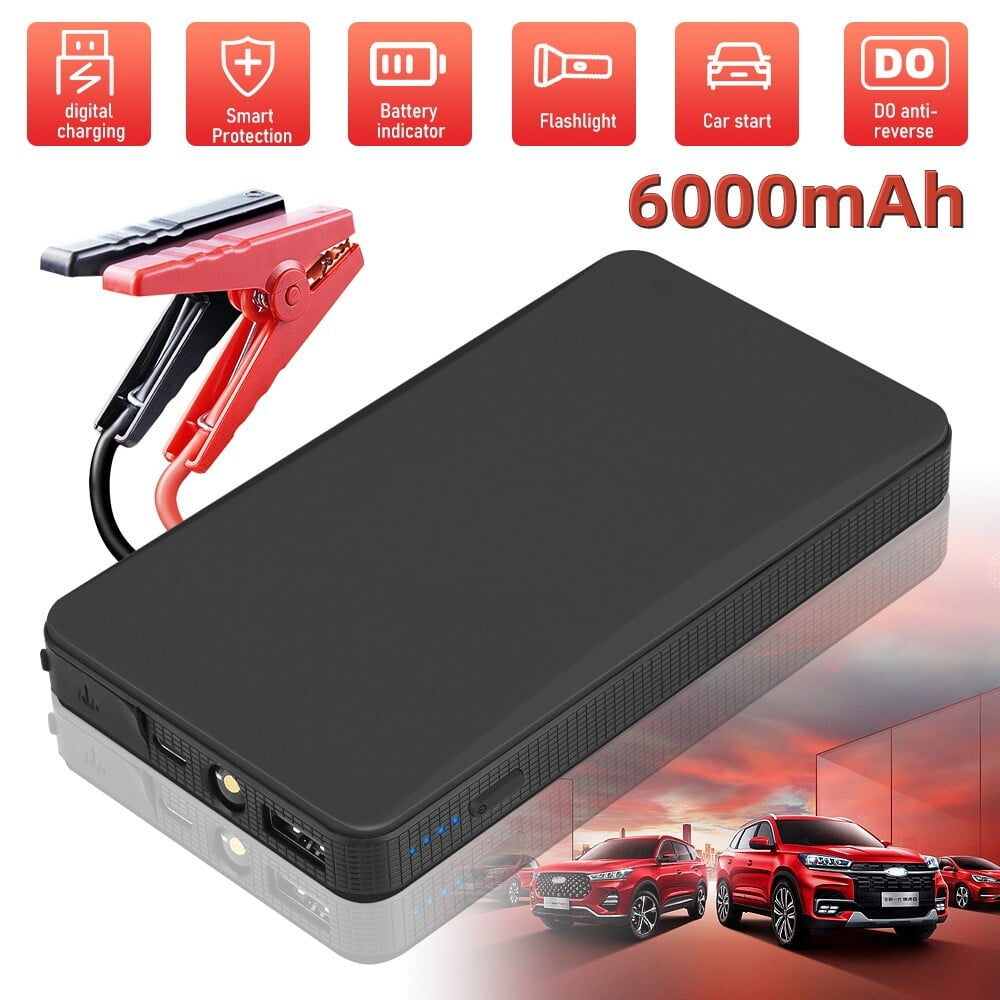 Battery Jump Starter,Kepeak 6000mah 12V Peak Portable Car Battery Charger,for Up To 4.0L Gas Car & 5.0L Diesel Car, with USB Quick Charge And Led Lights, Jump Starter for Phones/Laptop/ Motorcycles