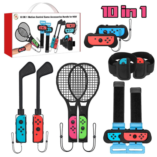 2023 Switch Sports Accessories for Nintendo Switch Games , 10 in 1 Family Party Pack Game Accessories Set Kit for Kids Switch OLED Sports Games