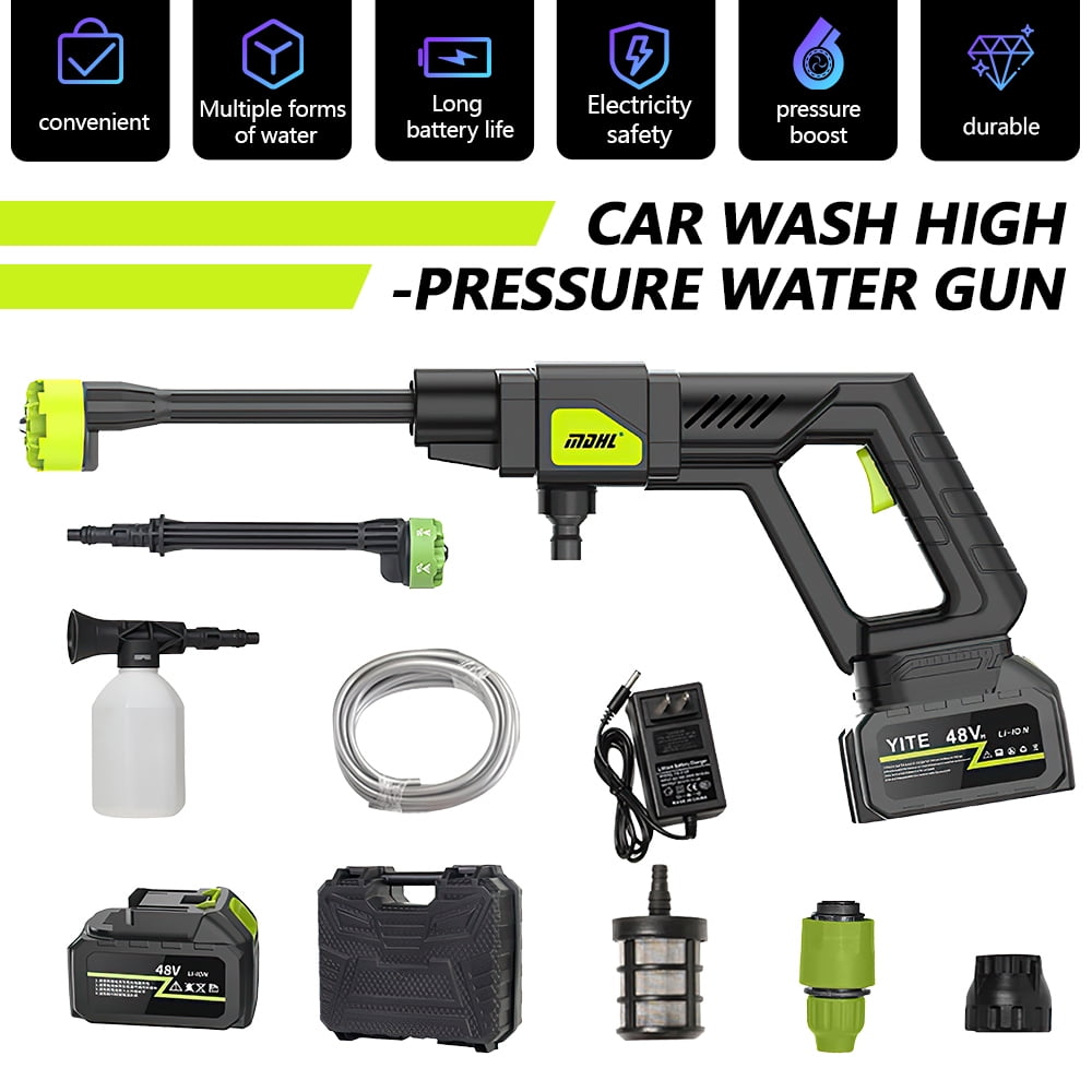 KEPEAK 12000 mAh 21V Cordless Pressure Washer Car Washer Machine With 1 Battery,1 Charge,16.4 FT Water Pipe and 1 Connect Nozzles,800 PSI