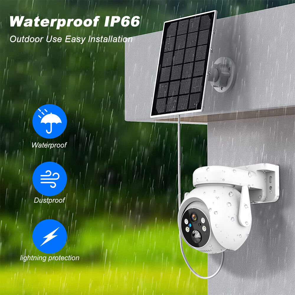 Powerful 1080P HD Wifi Solar Security Camera Full Color Night Vision IP66, ICSee