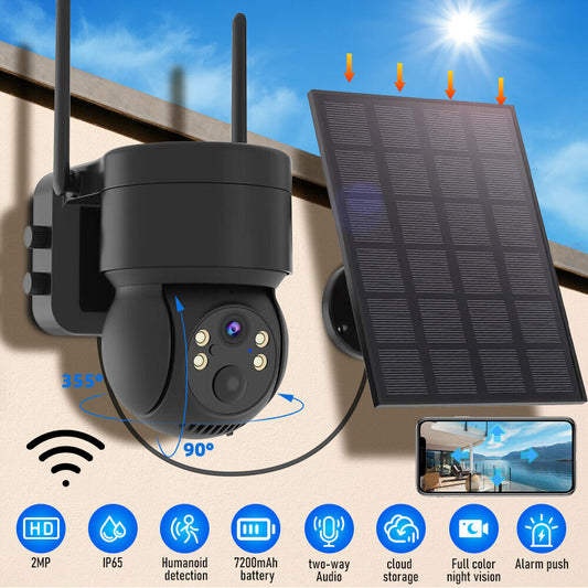 Powerful 1080P HD Wifi Solar Security Camera Full Color Night Vision IP66, ICSee