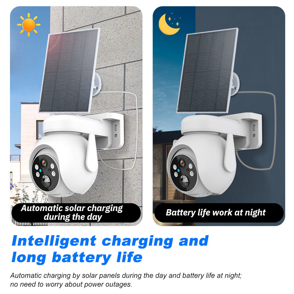 Powerful 1080P HD Wifi Solar Security Camera Full Color Night Vision IP66, ICSee