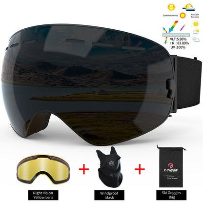 Ski Goggles Unisex Ski Glasses Double Layers UV400 Anti-Fog Big Ski Mask Glasses Skiing Snow Snowboard Goggles - KEPEAK-Pro