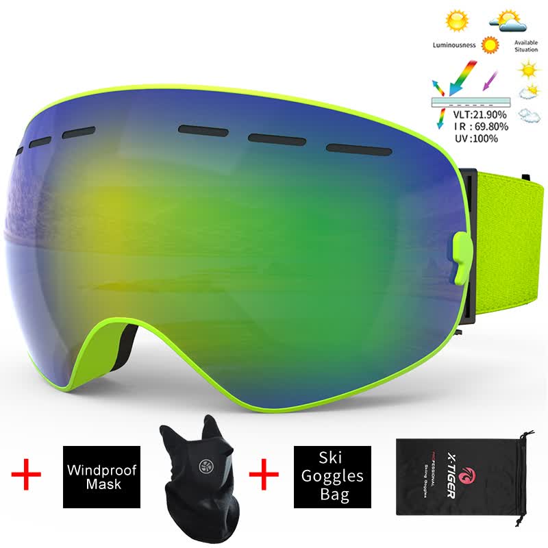 Ski Goggles Unisex Ski Glasses Double Layers UV400 Anti-Fog Big Ski Mask Glasses Skiing Snow Snowboard Goggles - KEPEAK-Pro