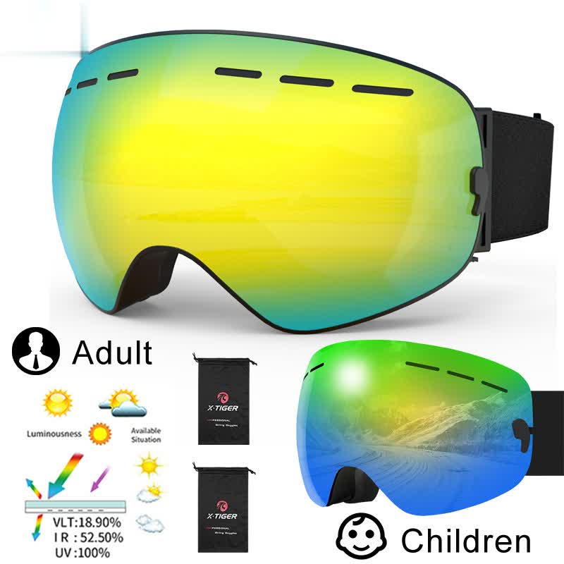 Ski Goggles Unisex Ski Glasses Double Layers UV400 Anti-Fog Big Ski Mask Glasses Skiing Snow Snowboard Goggles - KEPEAK-Pro