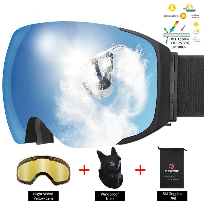 Ski Goggles Unisex Ski Glasses Double Layers UV400 Anti-Fog Big Ski Mask Glasses Skiing Snow Snowboard Goggles - KEPEAK-Pro